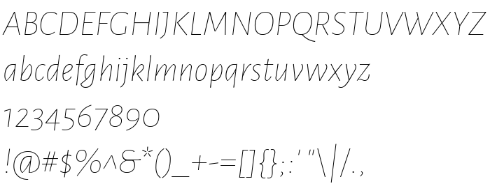 Vista previa fuente Alegreya Sans Thin Italic