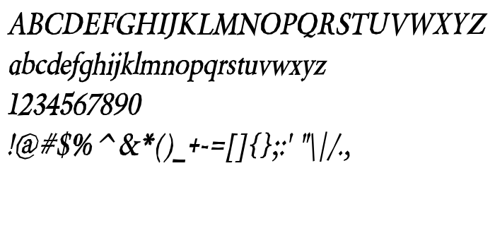 Vista previa fuente Berylium bold Italic