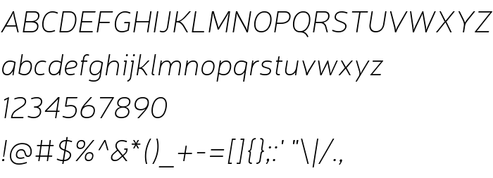 Vista previa fuente Neris Thin Italic