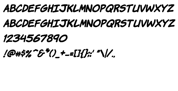 Vista previa fuente Komika Hand Bold Italic