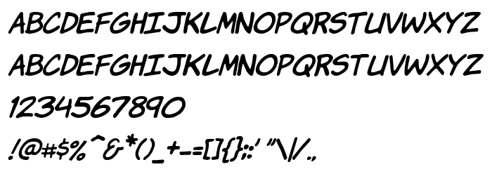 Vista previa fuente Komika Hand Italic