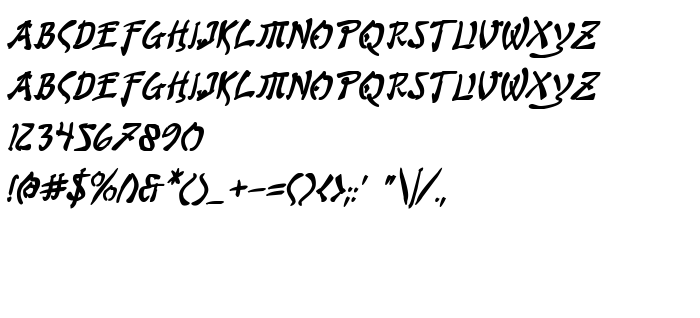 Vista previa fuente Bushido Bold Italic