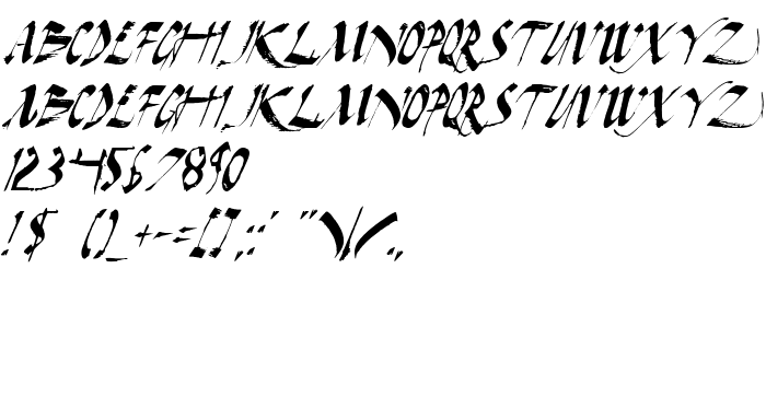 Vista previa fuente Dark Horse Italic